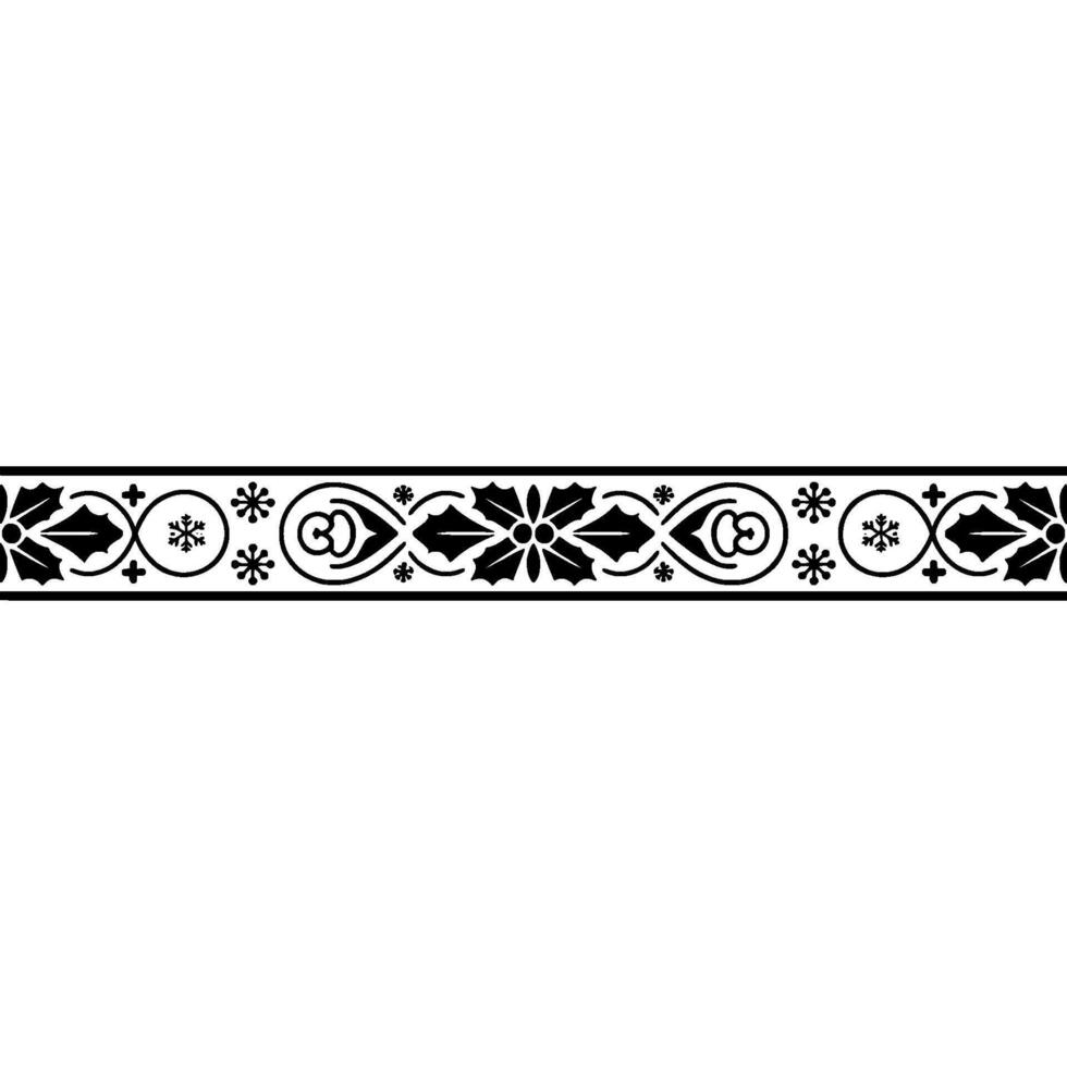 Elegant Winter Border, Intricate Black White vector