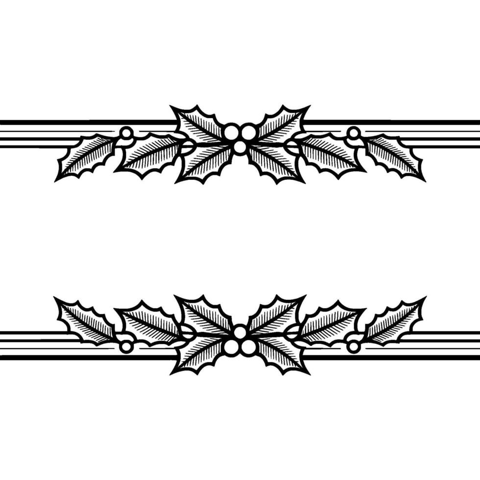 Elegant Holly Border, Vintage Festive, Ornamental vector