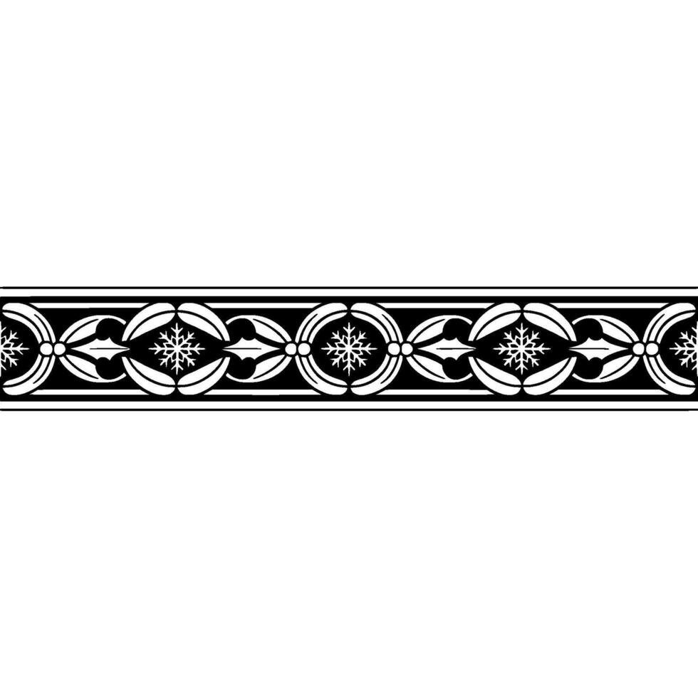 Intricate Black and White Snowflake Border, Vintage vector