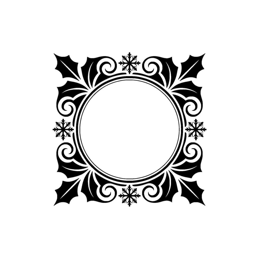 Elegant Winter Frame Holly Snowflake Ornamentation vector