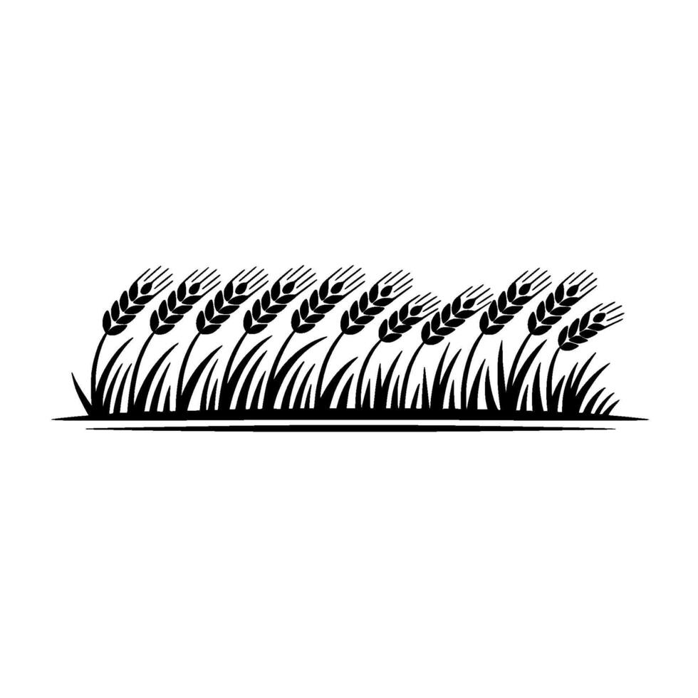 Grain Silhouette, Windblown Harvest, Minimalist Emblem vector