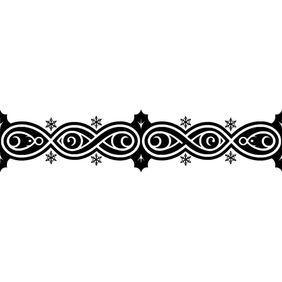Elegant Winter Border Stylized Snowflakes and Swirls vector