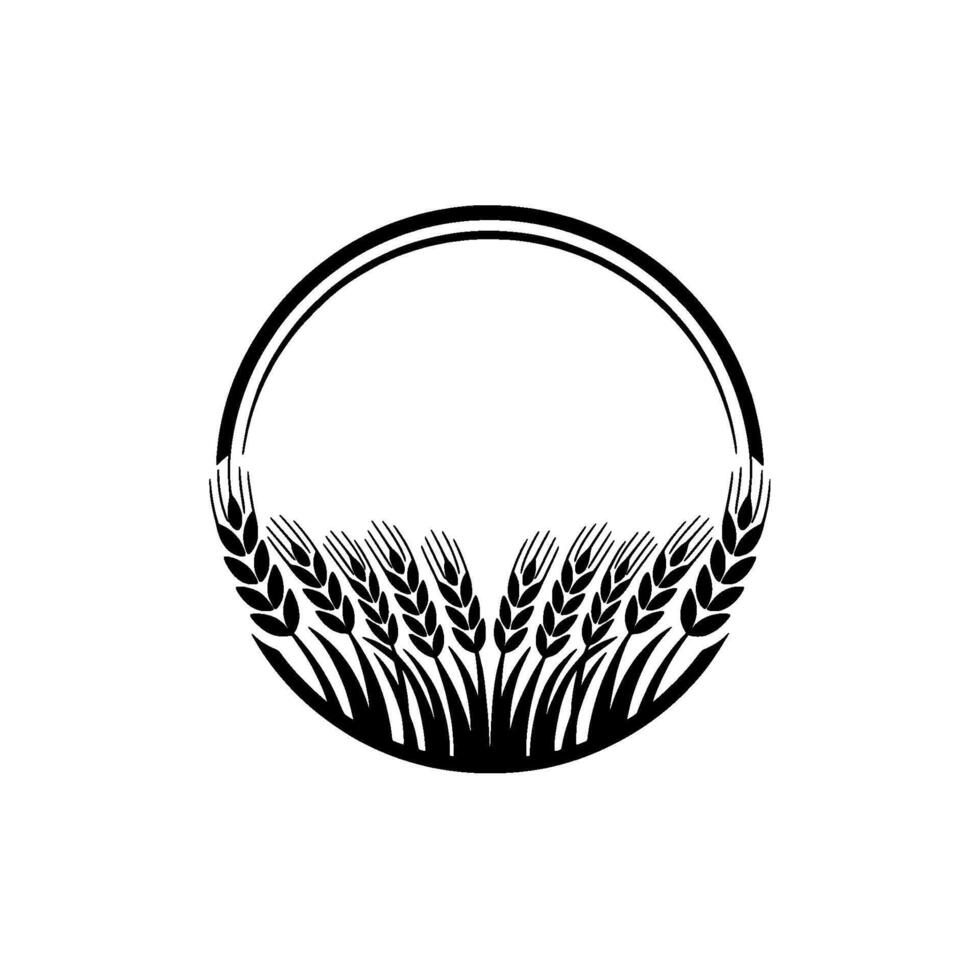 Circular Wheat Emblem, Rustic Harvest Symbol, Ears vector