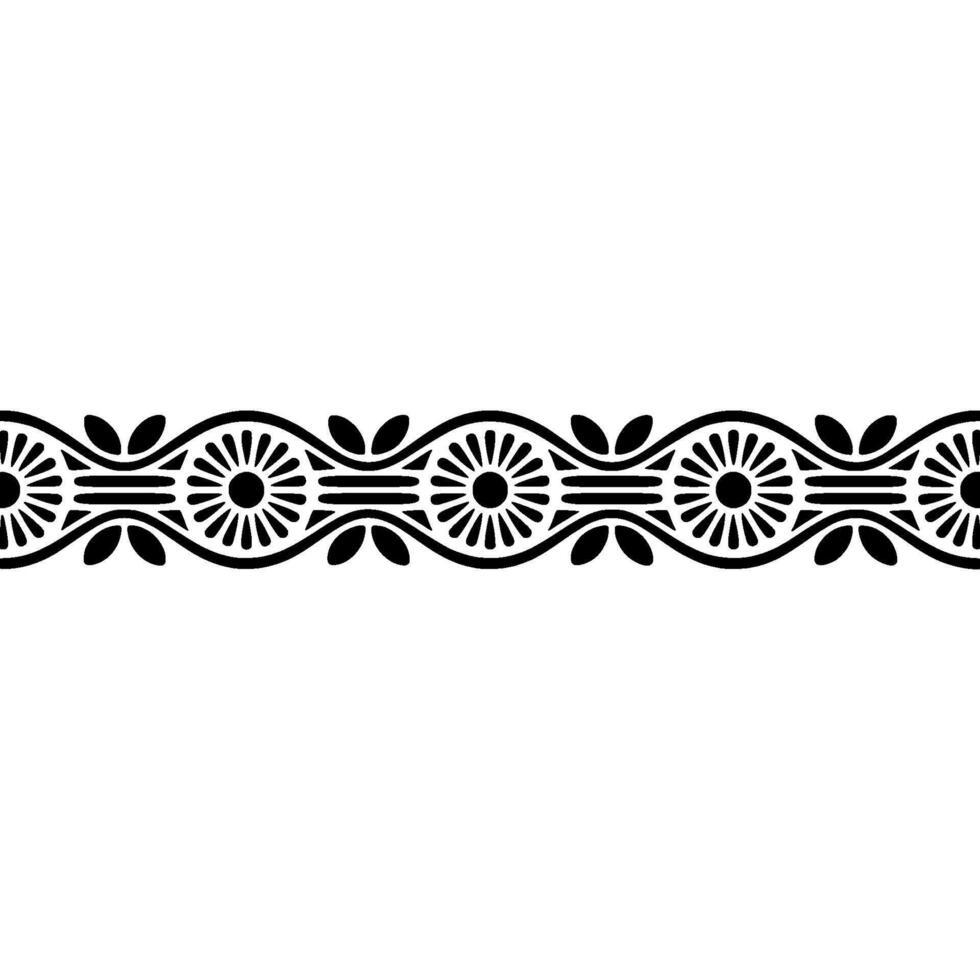 Elegant Black Floral Border, Vintage, Textile vector