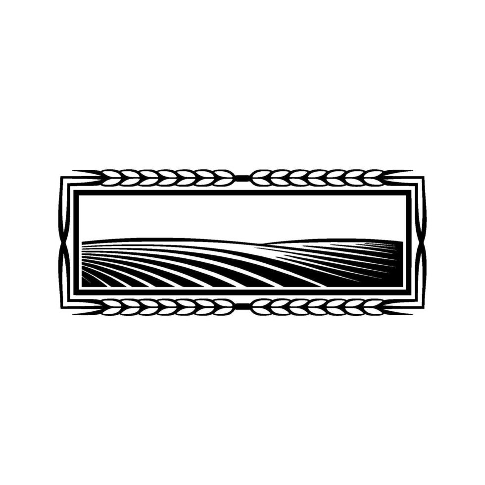 Rustic Harvest Landscape, Stylized Emblem vector