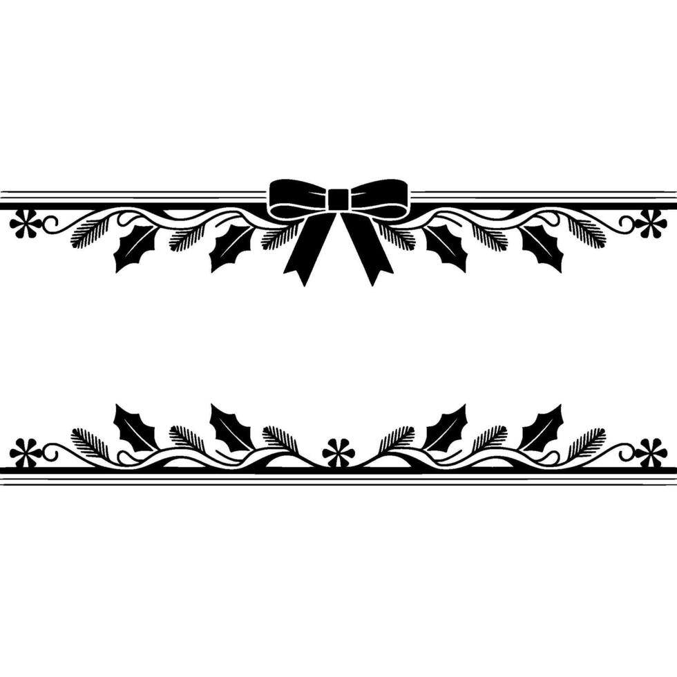 Elegant Festive Border, Holly Bow vector