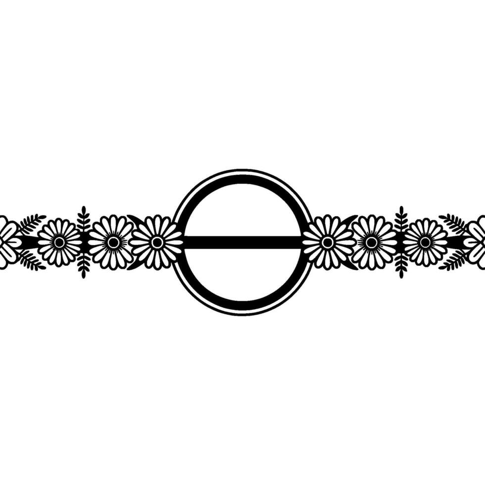 Floral Circle Border, Delicate Line Art, Minimalist vector
