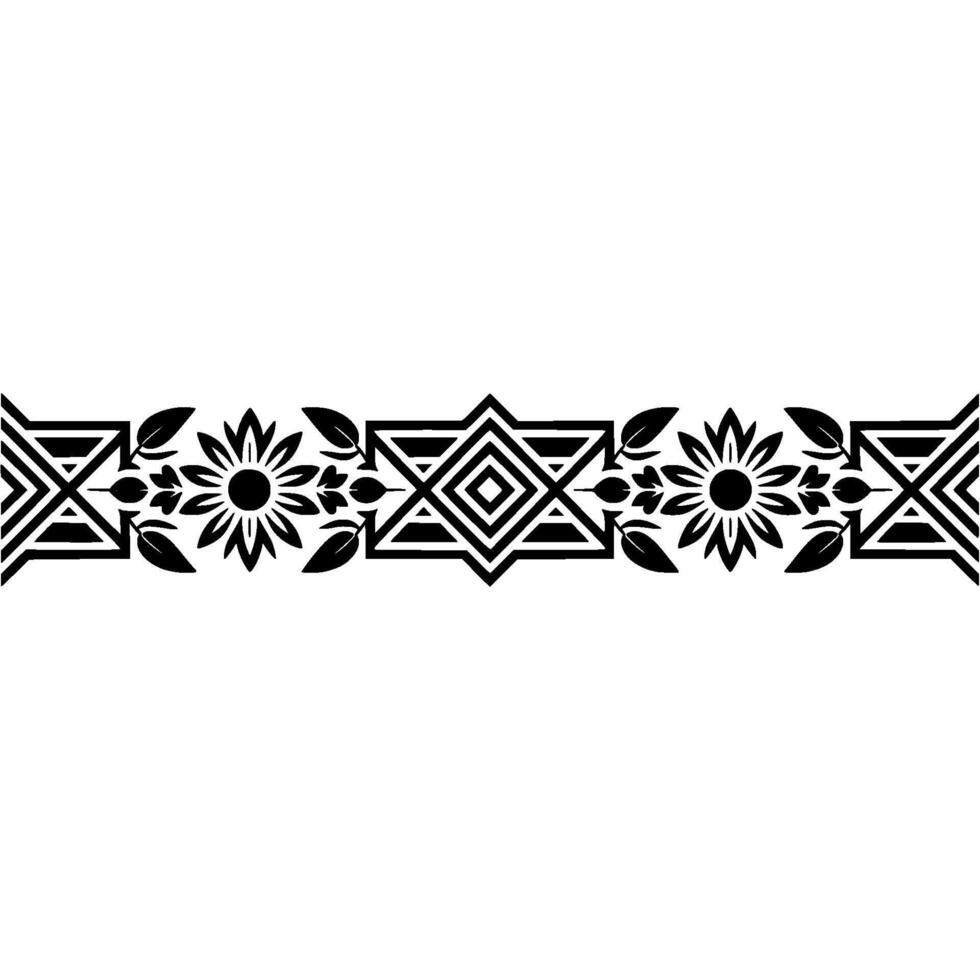 Geometric Tribal Border, Stylized Floral Motif vector