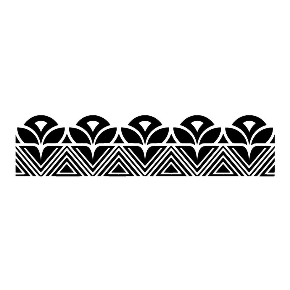 Geometric Deco Border, Stylized Black White Pattern, Vintage vector