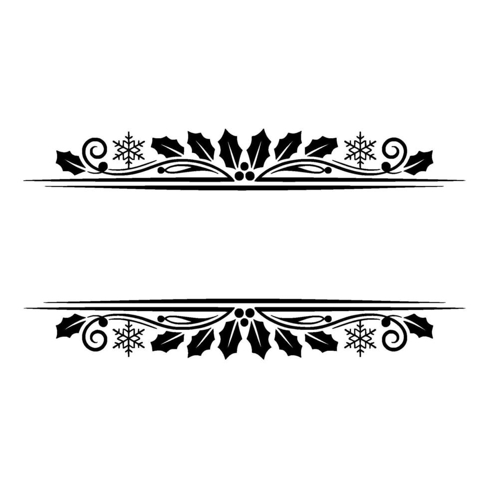Elegant Winter Border, Holly Snowflake Ornamentation vector