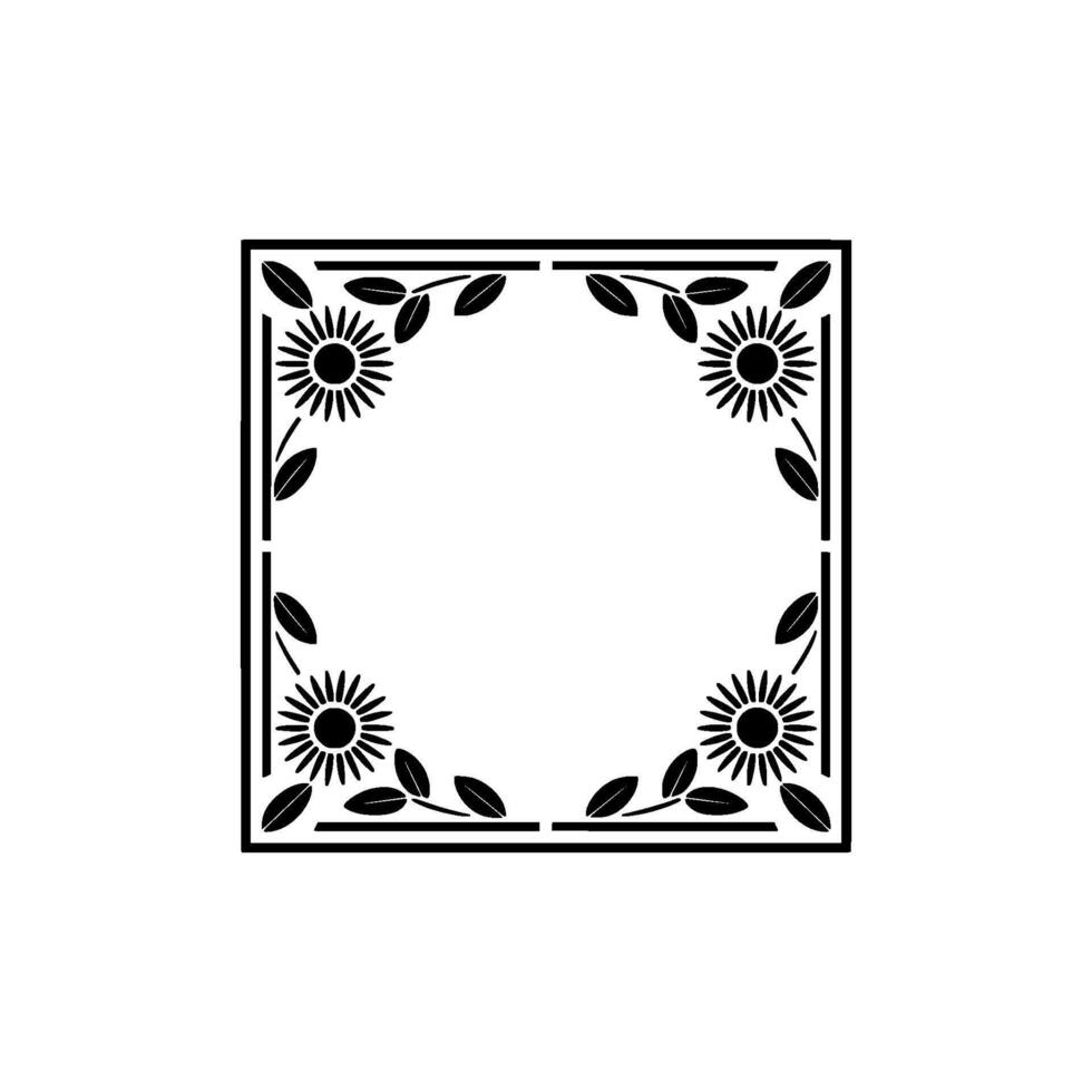 Botanical Square Frame, Elegant Floral Border vector