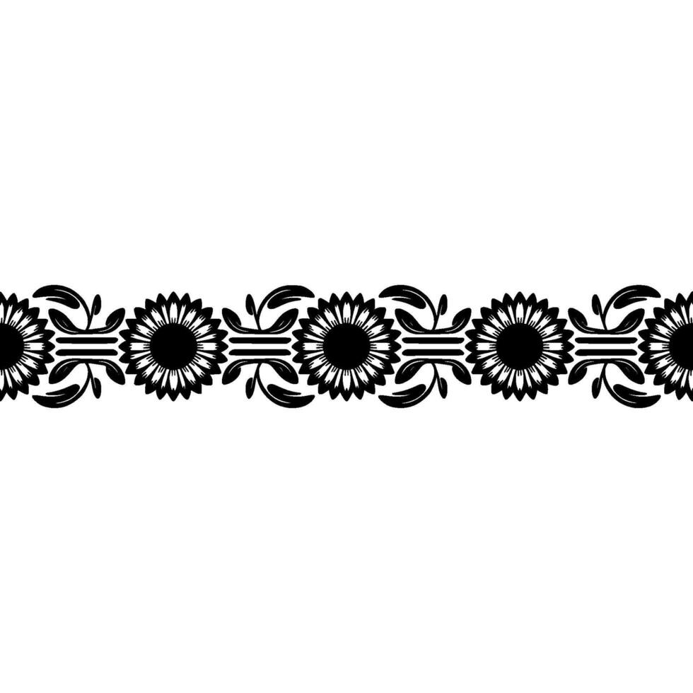 Intricate Sunflower Border, Vintage Floral vector