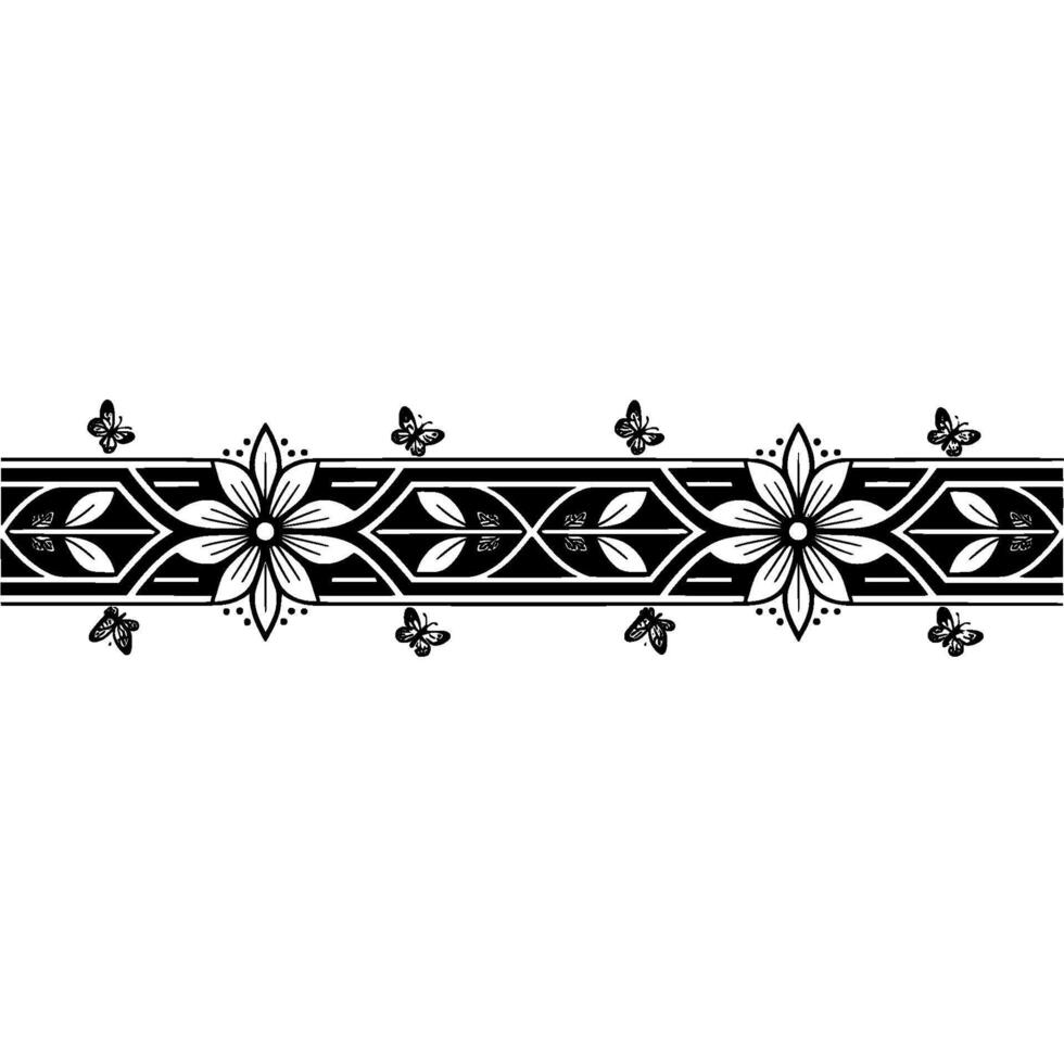 Elegant Floral Border with Butterfly Motifs Vintage vector