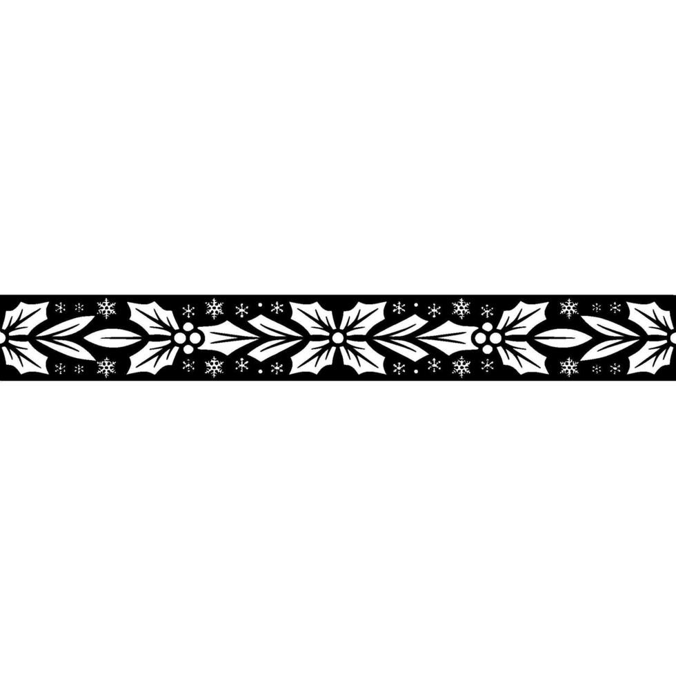Elegant Black and White Holly Border, Festive vector