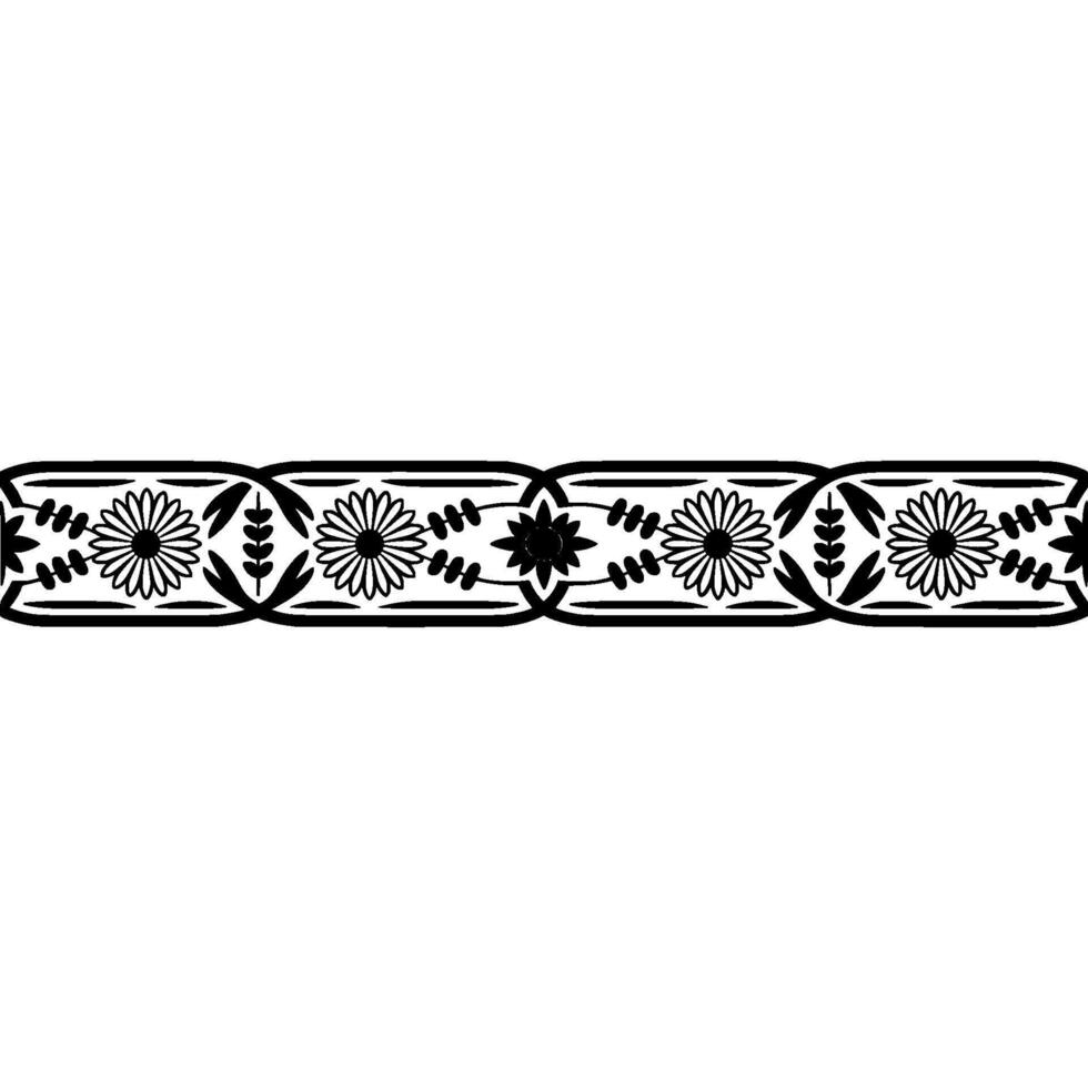 Floral Border Illustration, Vintage Style, Decorative Element, Daisy vector
