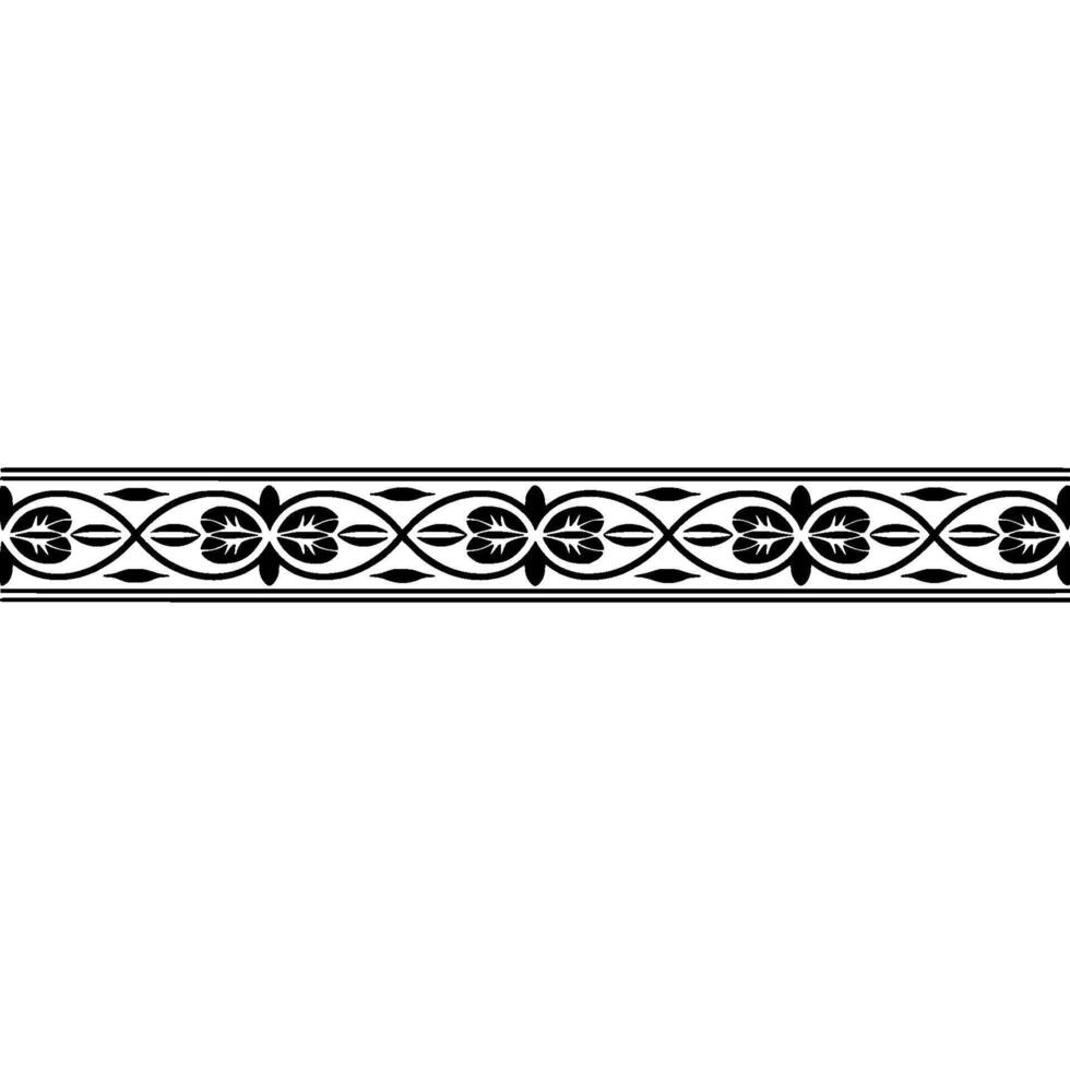 Intricate Floral Border, Vintage , Elegant Ornamentation - Line vector