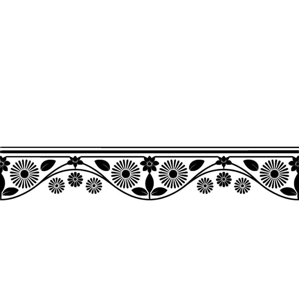 Stylized Floral Border, Vintage , Decorative Element, Line vector