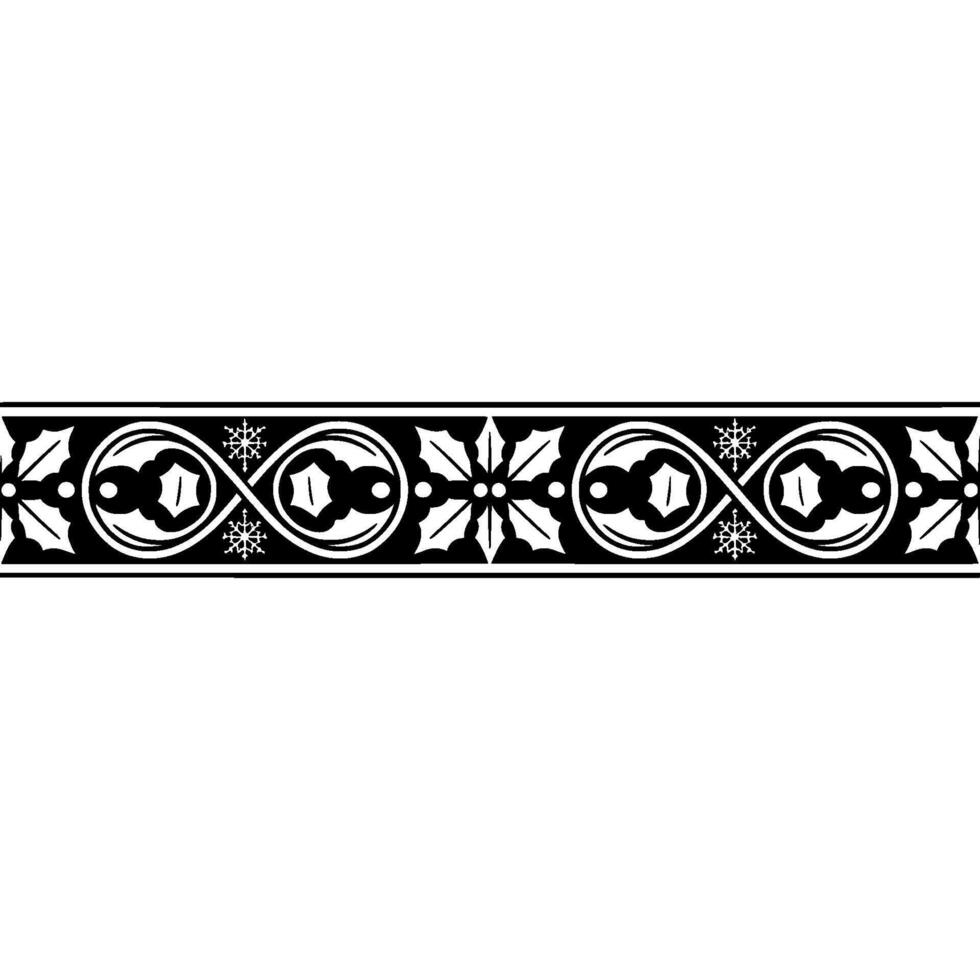 Elegant Black and White Holly Border - Ornament vector