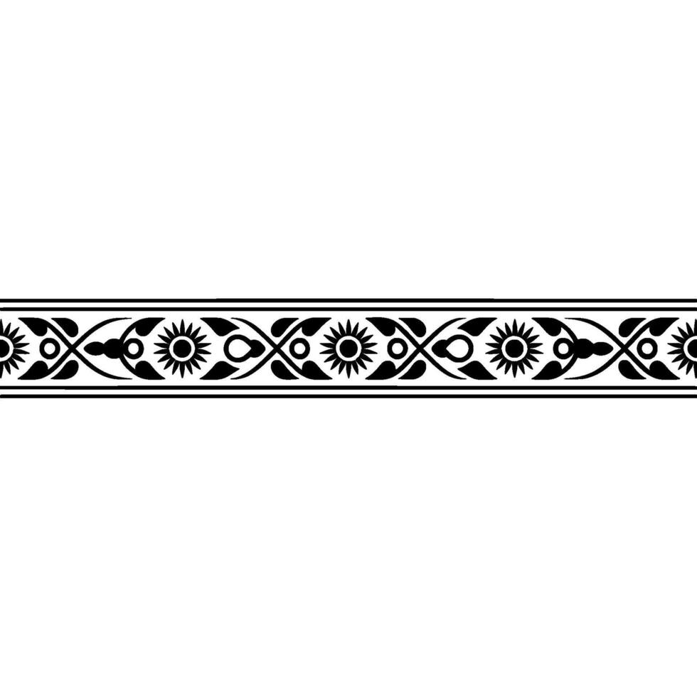 Elegant Black Floral Border, Vintage - Linear vector