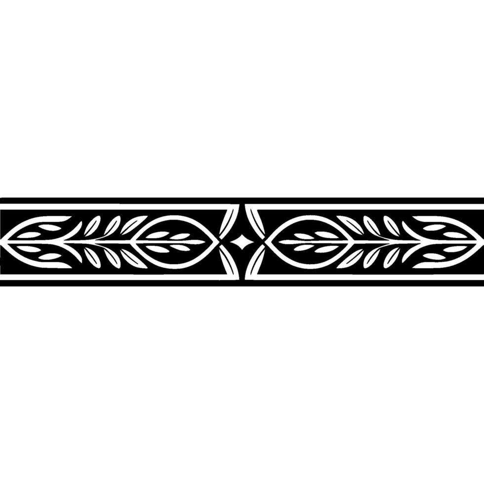 Elegant Black and White Leaf Border , Vintage Style vector