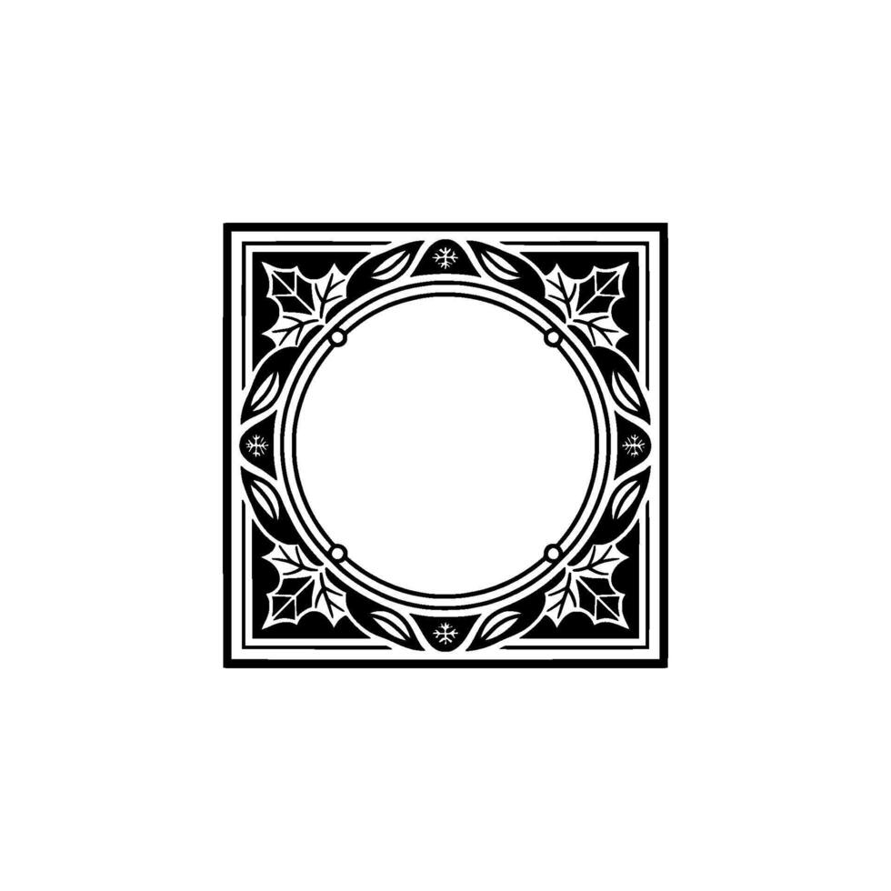 Intricate Black White Winter Border, Decorative Frame vector