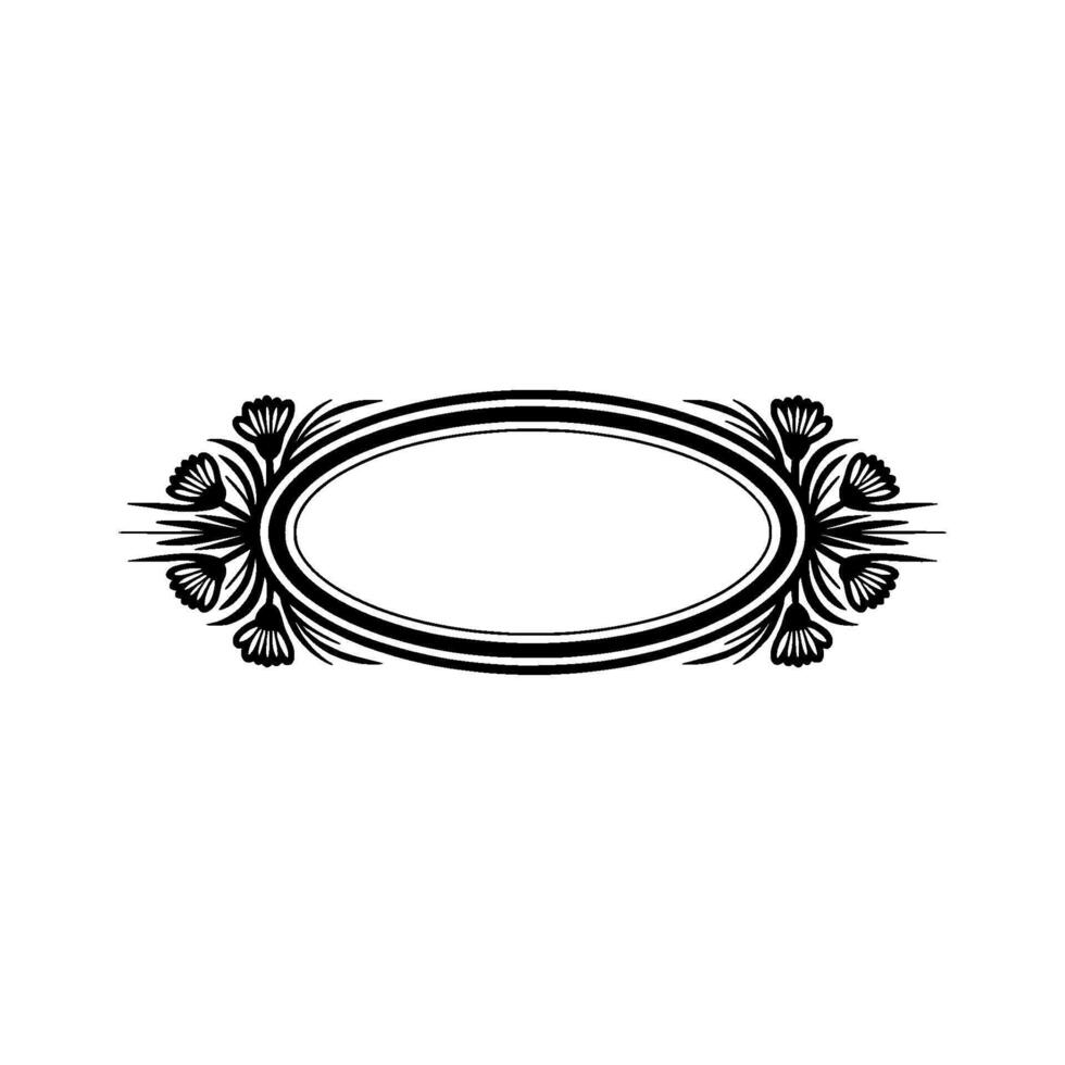 Elegant Oval Ornament, Art Deco Floral Border vector