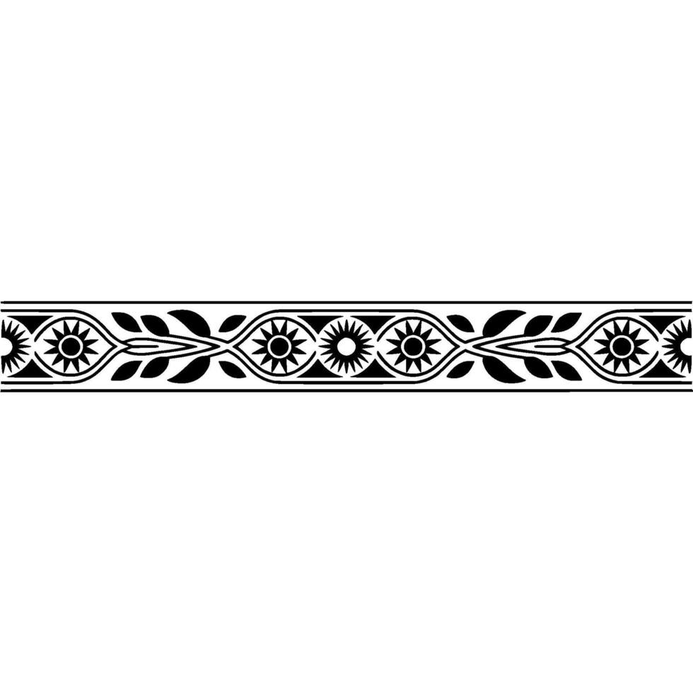 Stylized Sun Leaf Border, Vintage Decorative Element vector