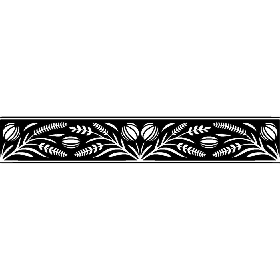 Elegant Botanical Border, Vintage Style, Textile vector