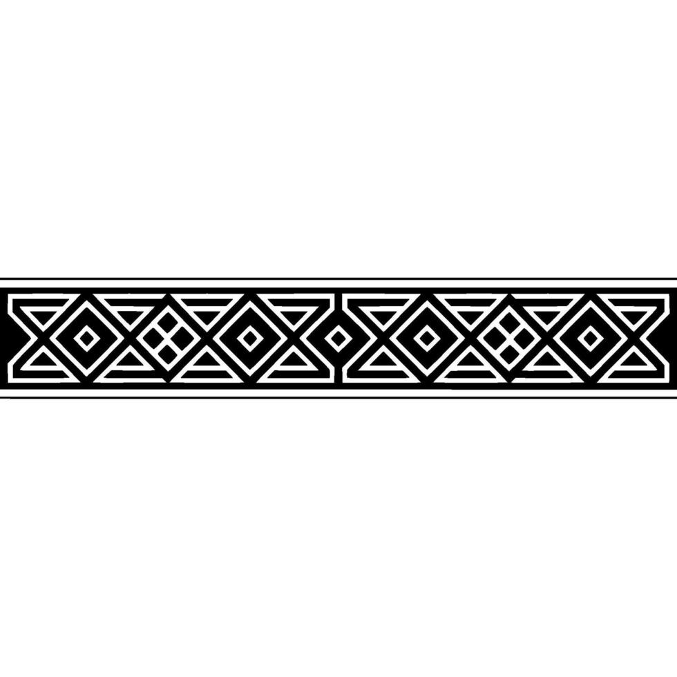 Geometric Tribal Border, Black and White Pattern, Diamond vector
