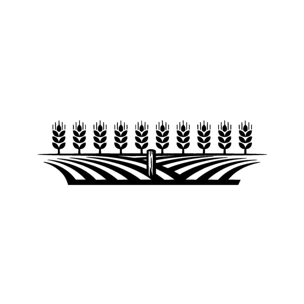 Rustic Wheat Field Emblem, Agricultural Heritage vector