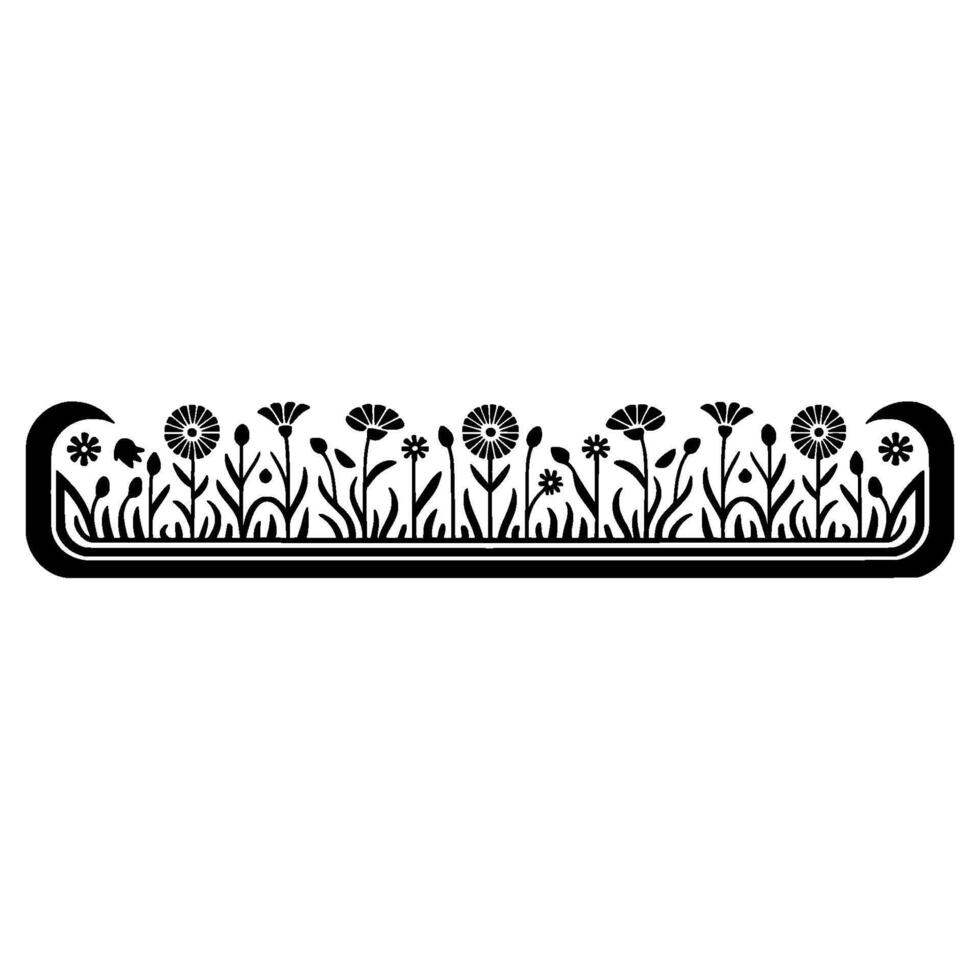 Stylized Floral Border, Retro , Minimalist Illustration, Vintage vector