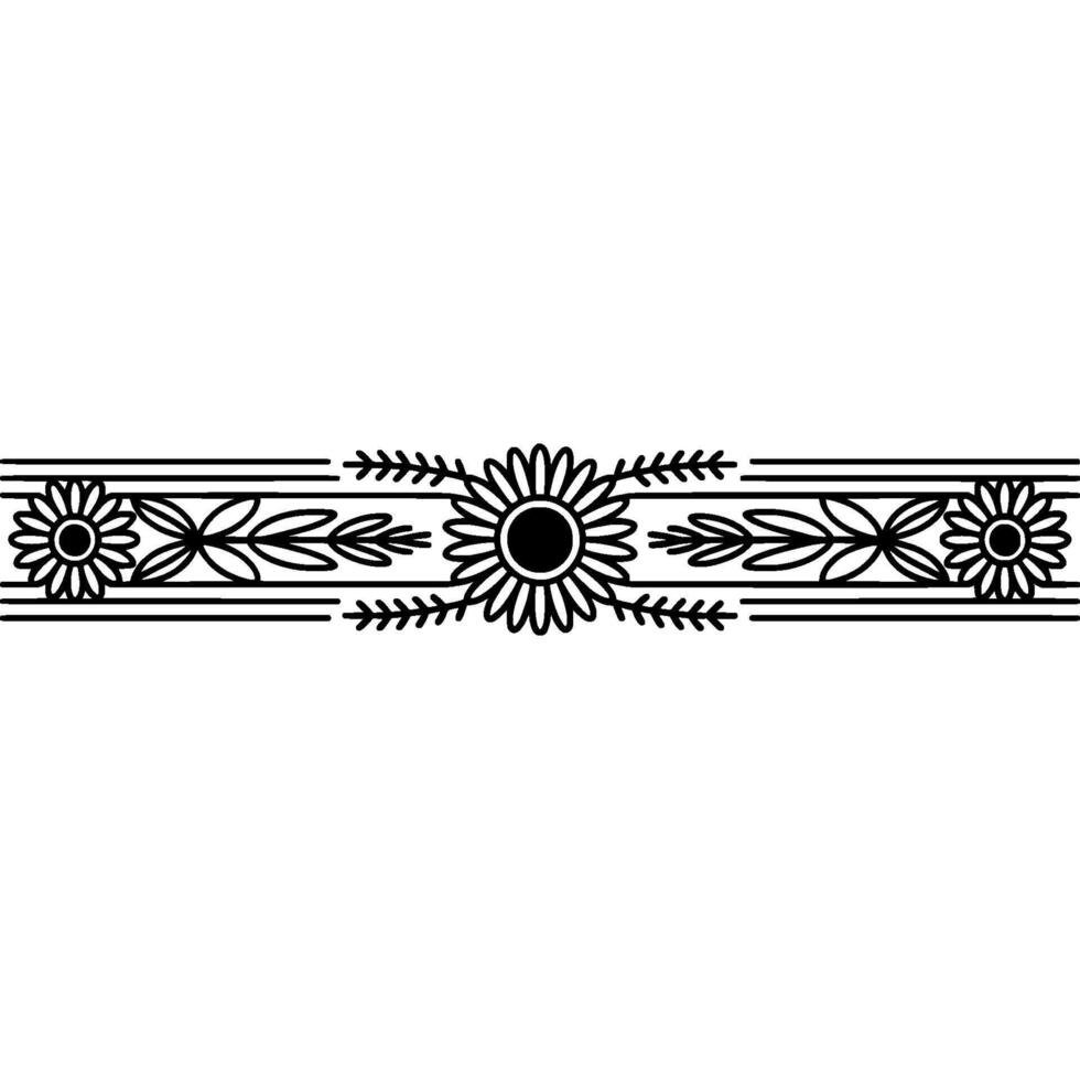 Stylized Floral Border, Vintage Element - Line vector