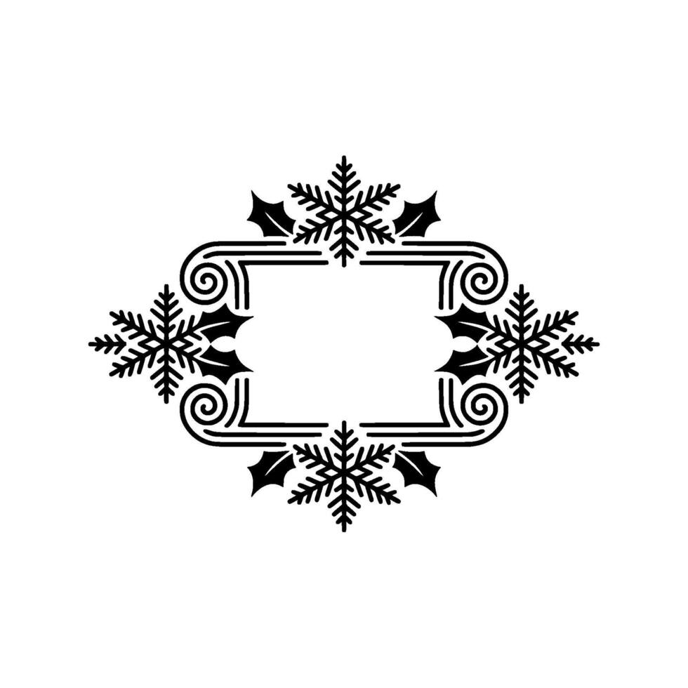 Elegant Winter Frame Holly Snowflake Ornament Border vector