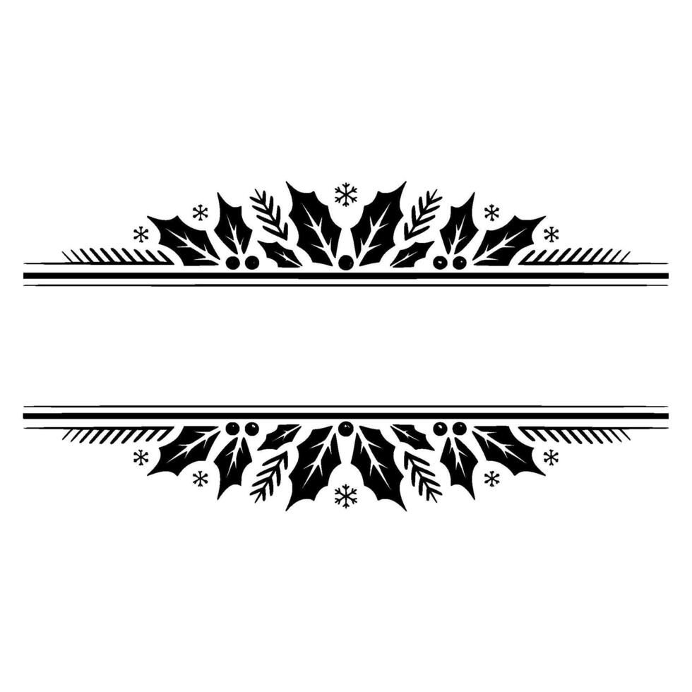 Elegant Winter Holly Border, Festive Element, Illustration vector