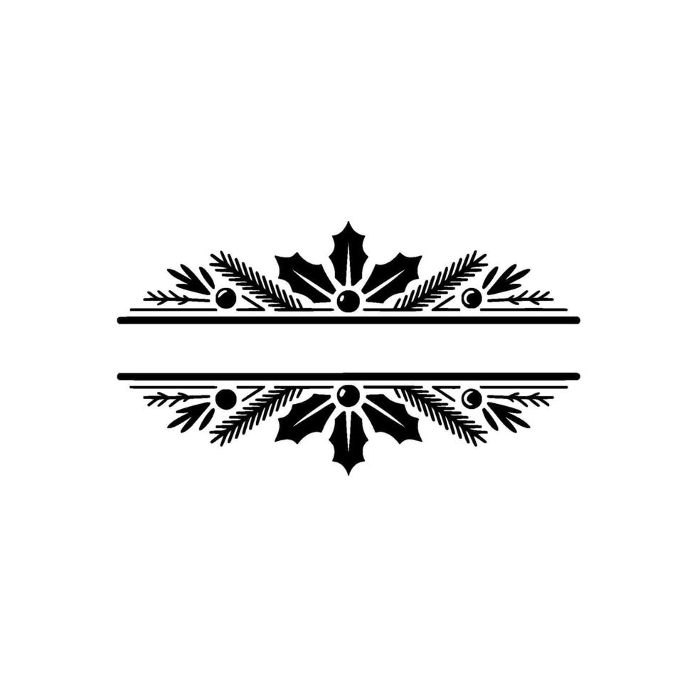 Elegant Winter Divider, Festive Botanical, Holly vector