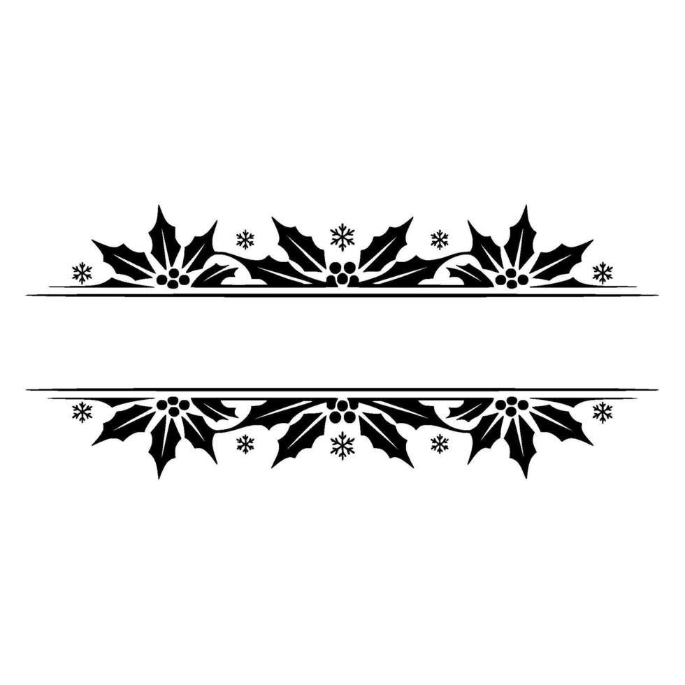 Elegant Winter Border, Holly Snowflakes, Festive vector