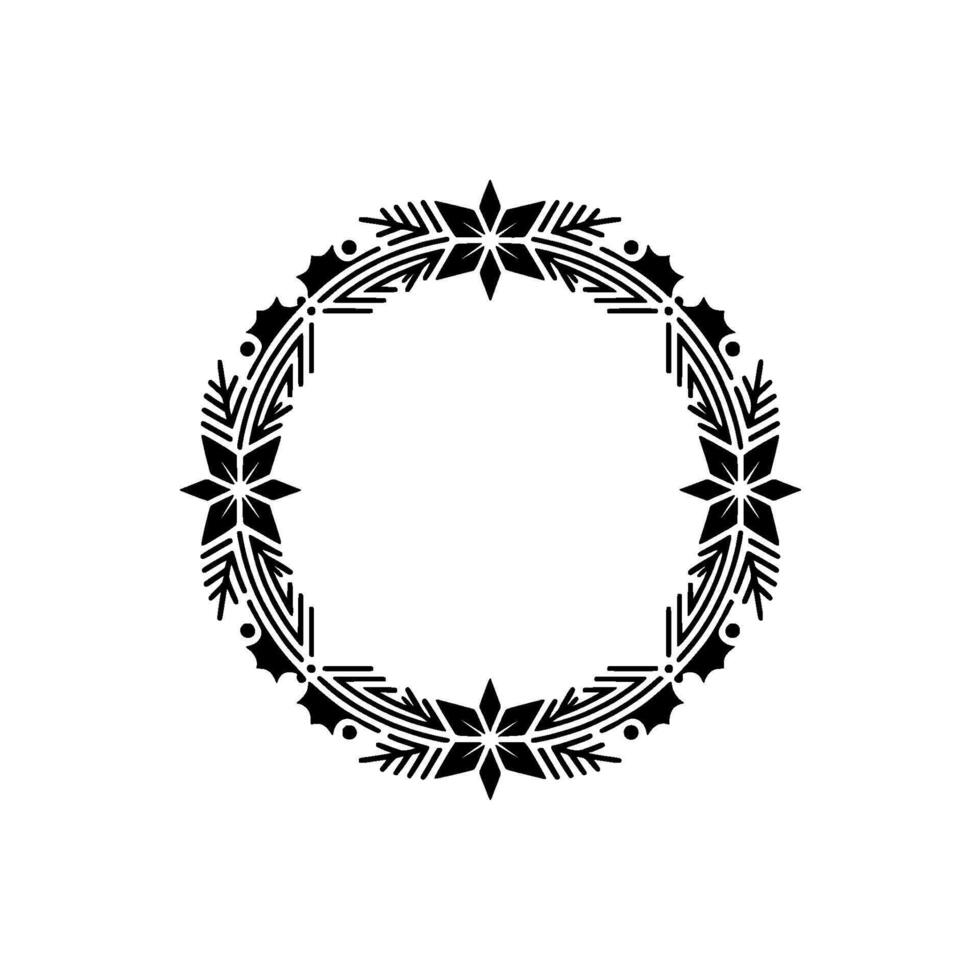 Elegant Black Holly Wreath, Minimalist Festive Frame vector