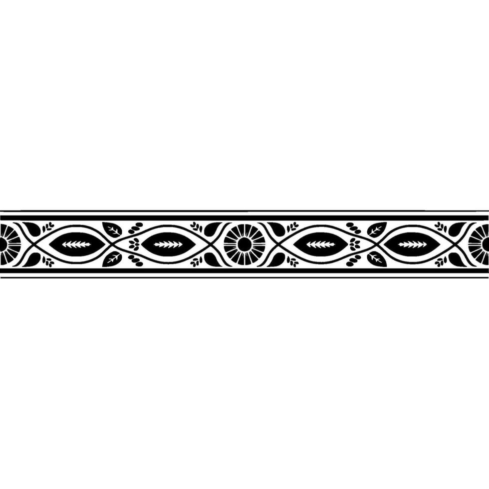 Elegant Black and White Decorative Border, Vintage Style - Floral vector