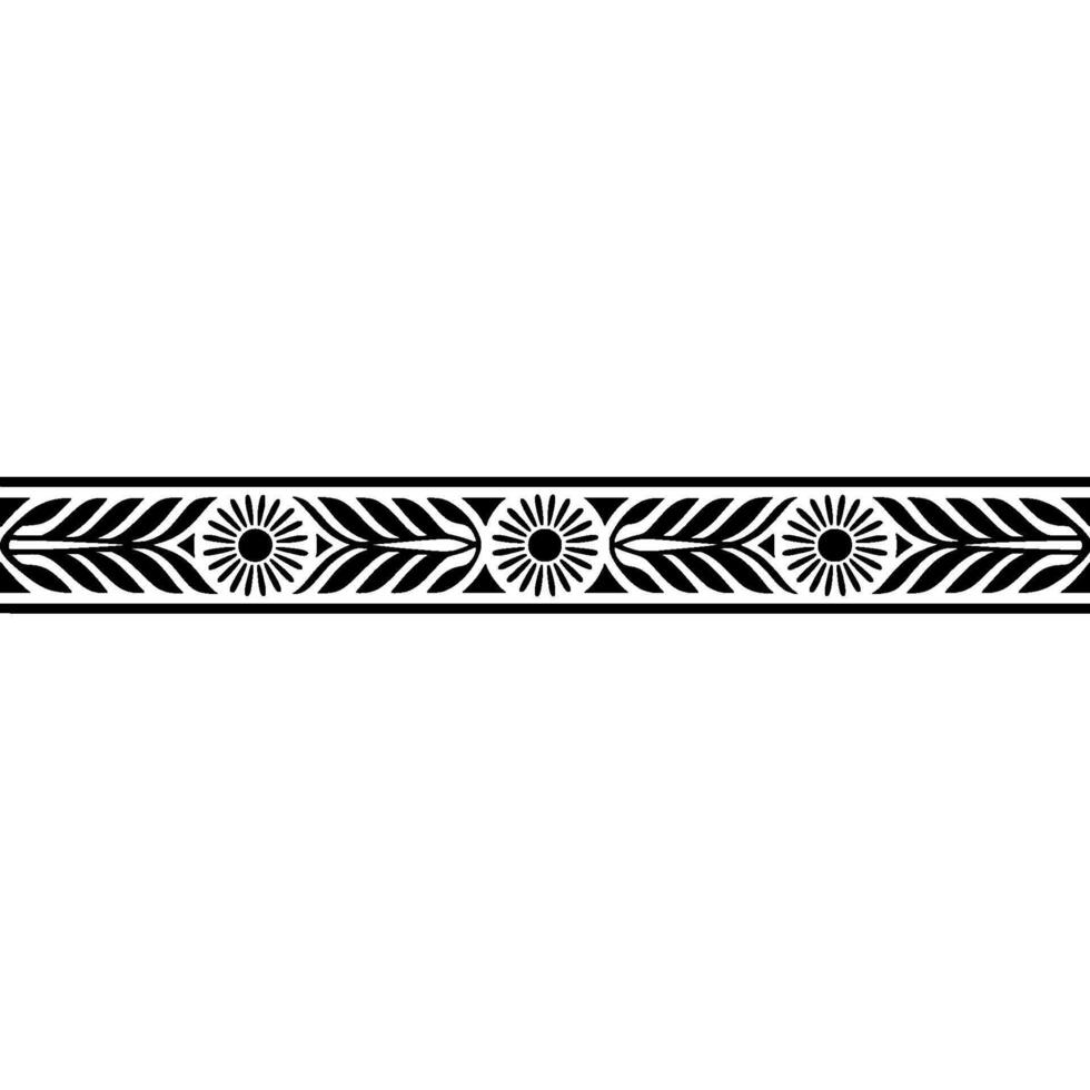 Geometric Black White Border, Stylized Leaf Pattern vector