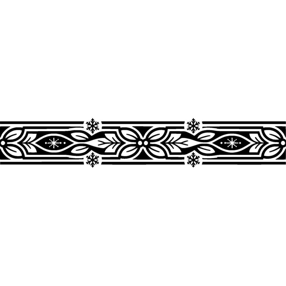 Elegant Black and White Decorative Border, Vintage Style, Snowflake vector