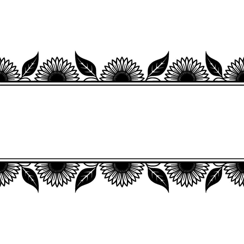 Elegant Sunflower Border, Minimalist, Floral vector