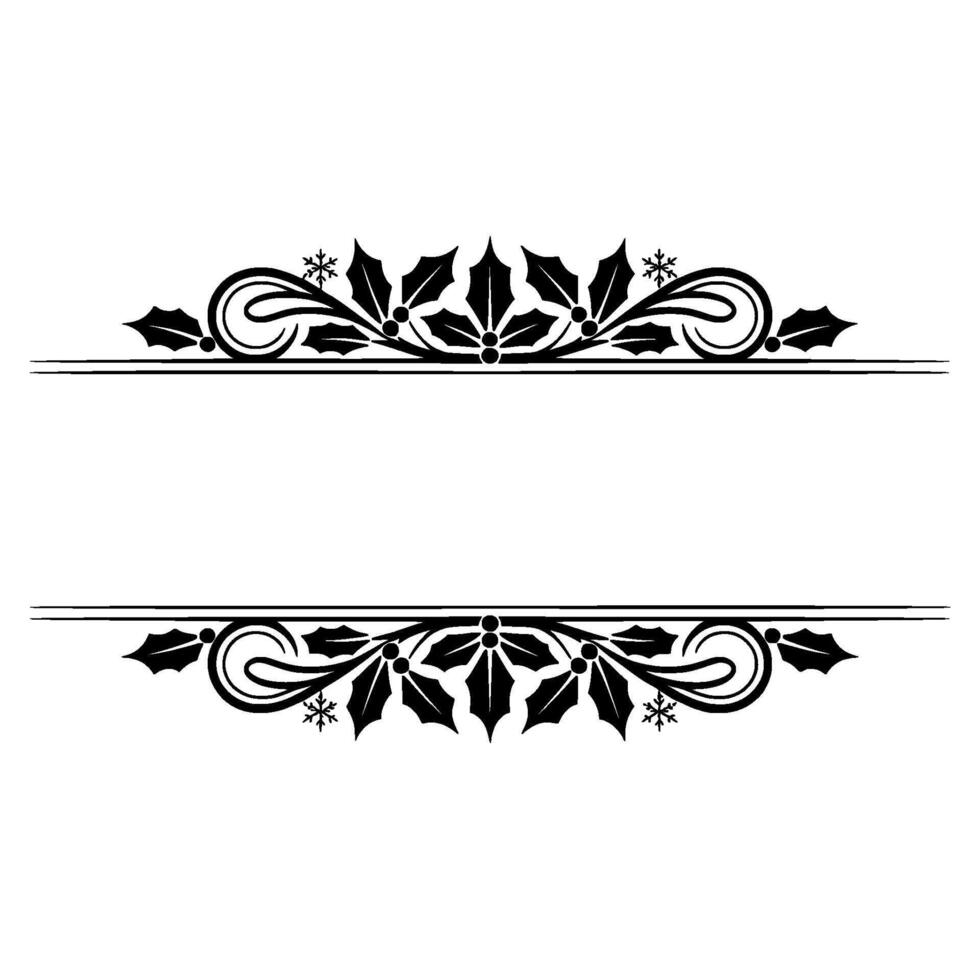 Elegant Holly Border, Festive Element, Ornament vector