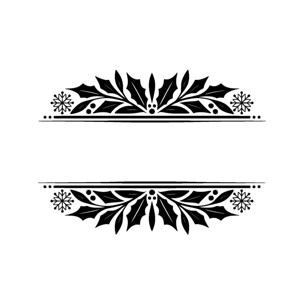 Elegant Black Holly Border, Decorative Divider, Vintage vector