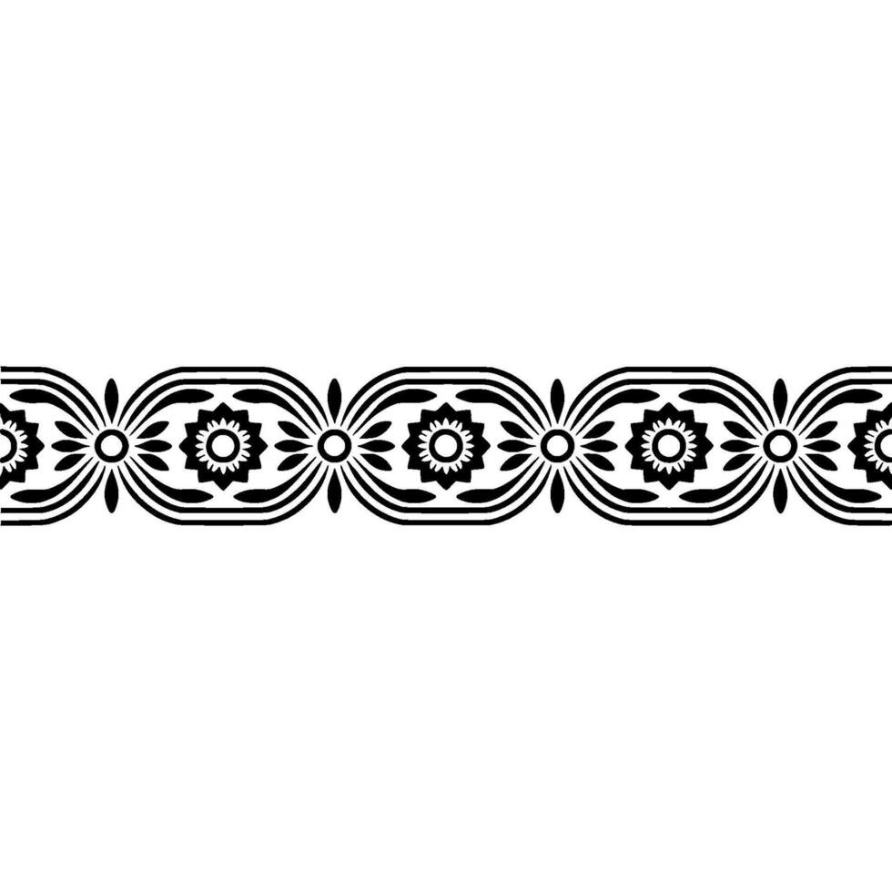 Intricate Floral Border, Vintage Style, Decorative Element - Line vector