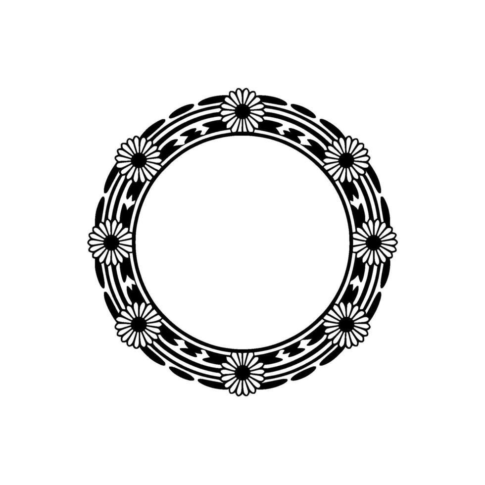 Floral Circle Mirror, Vintage Elegance vector