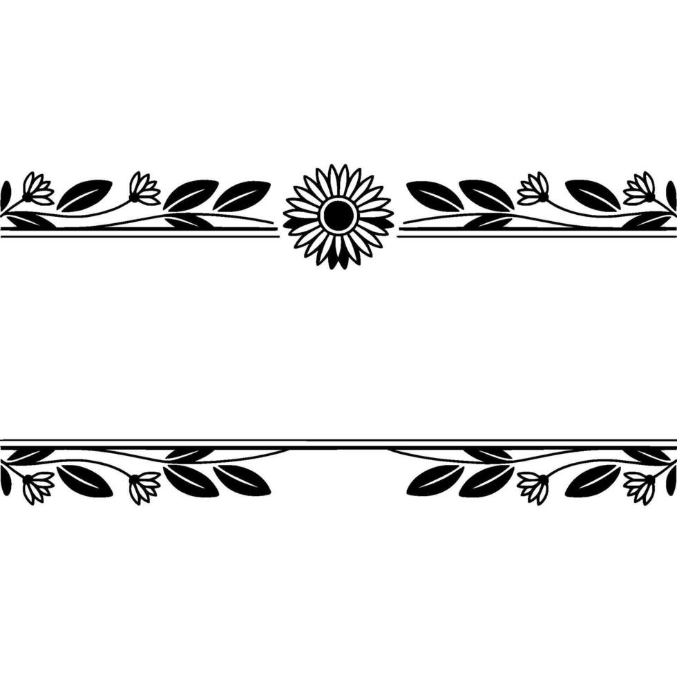 Floral Border Illustration, Vintage Style, Decorative Element - Sunflower vector