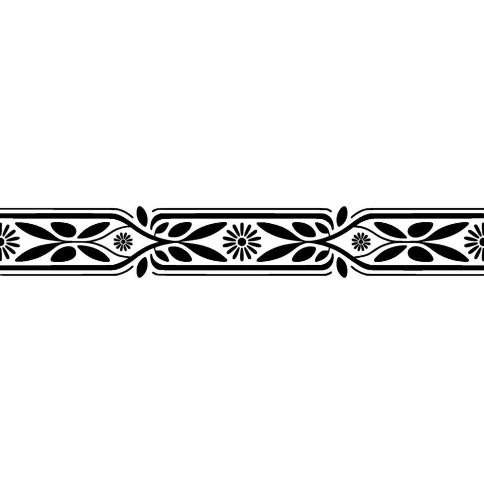 Elegant Black Botanical Border Vintage Element vector