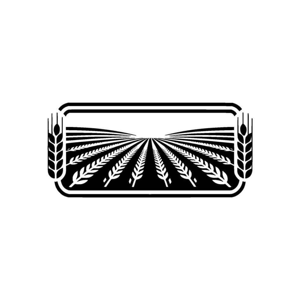 Geometric Wheat Field Emblem, Vintage Farm Style vector
