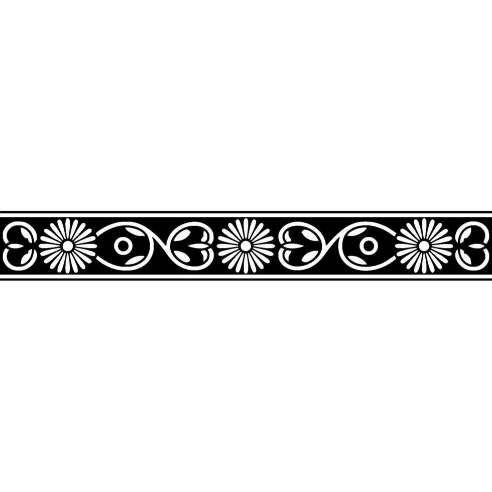 Elegant Black and White Floral Border, Vintage, Lineart vector