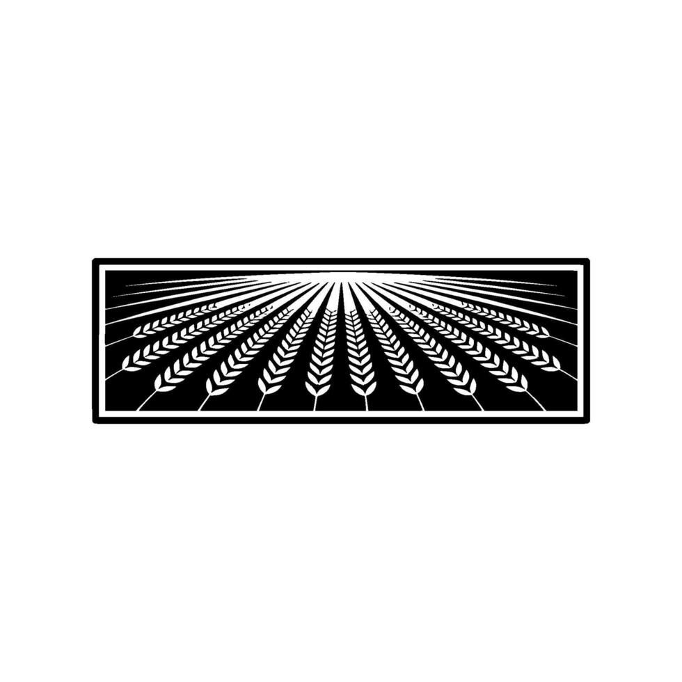 Geometric Wheat Field Emblem, Minimalist Harvest - Illustration vector